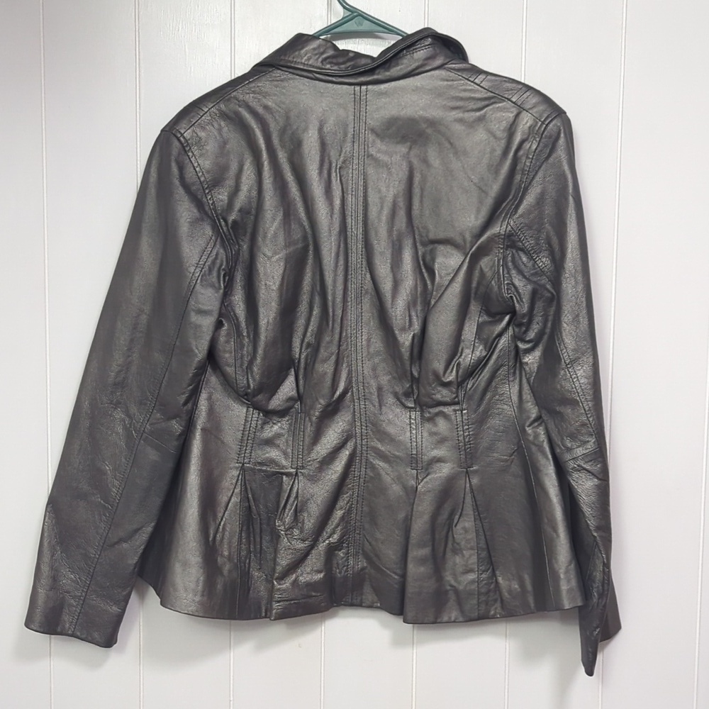 David Benjamin Silver 100% Leather Jacket - Picture 4 of 6
